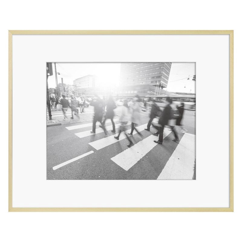 slide 1 of 2, 16.4" x 20.4" Matted to 11" x 14" Thin Metal Gallery Frame Brass - Threshold™, 1 ct