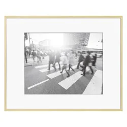 16.4" x 20.4" Matted to 11" x 14" Thin Metal Gallery Frame Brass - Threshold™: Modern Aluminum Wall Decor