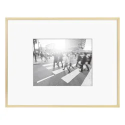 18.4" x 14.4" Matted to 8" x 10" Thin Metal Gallery Frame Brass - Threshold™: Aluminum Wall Mount, Glass Glazing