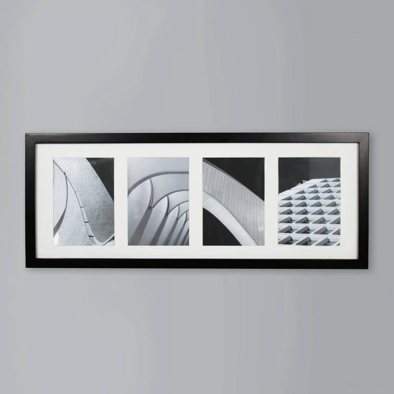 slide 1 of 6, 5" x 7" Thin Collage 4 Photos Frame Black - Threshold™: Modern Wall Decor, MDF Material, Glass Window, 1 ct