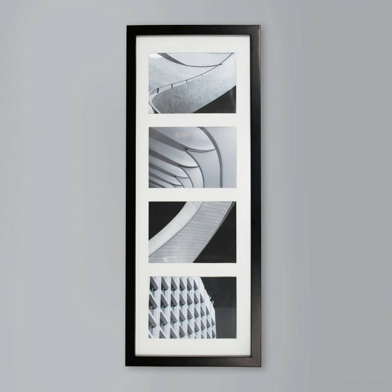 slide 6 of 6, 5" x 7" Thin Collage 4 Photos Frame Black - Threshold™: Modern Wall Decor, MDF Material, Glass Window, 1 ct