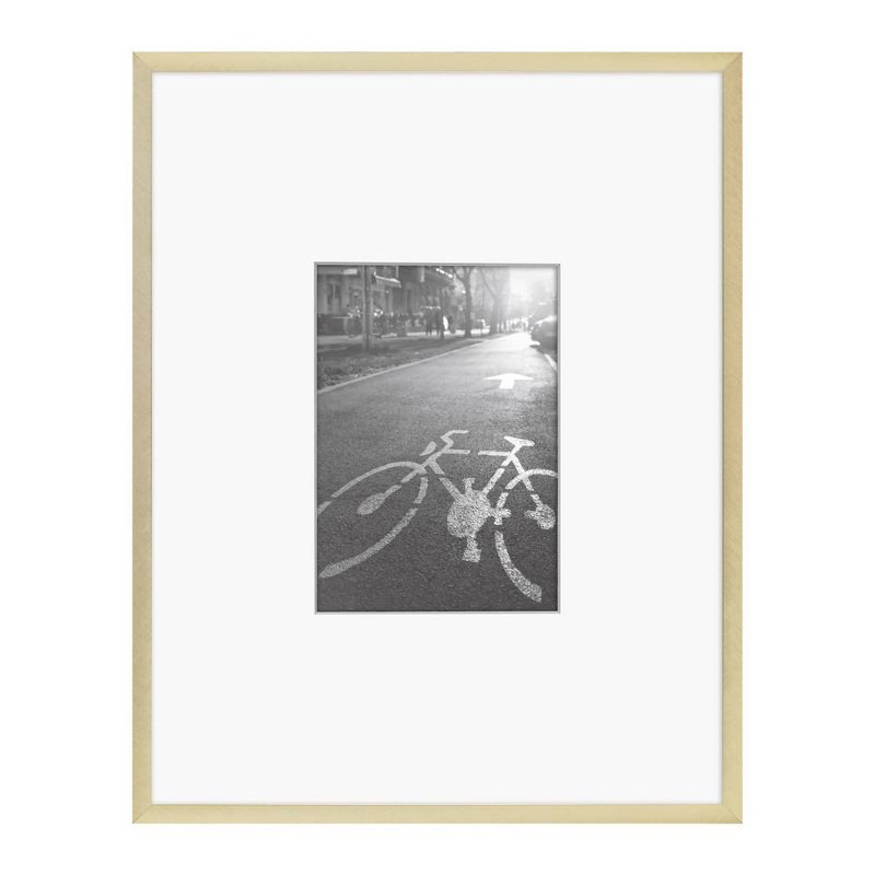 slide 3 of 3, 11.3" x 14.4" Matted to 5" x 7" Thin Metal Gallery Frame Brass - Threshold™, 1 ct