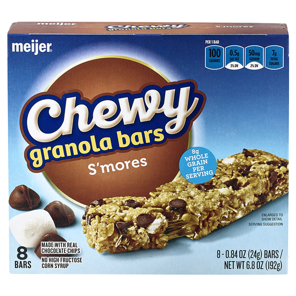 slide 1 of 1, Meijer Chewy Granola Bar, S'Mores, 8 ct; 6.77 oz
