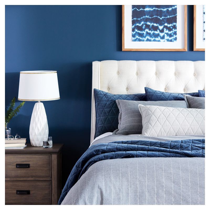 slide 2 of 3, Faceted Ceramic Large Lamp Base White - Threshold™: Textured Detail, No Assembly Required, ETL Listed, 1 ct