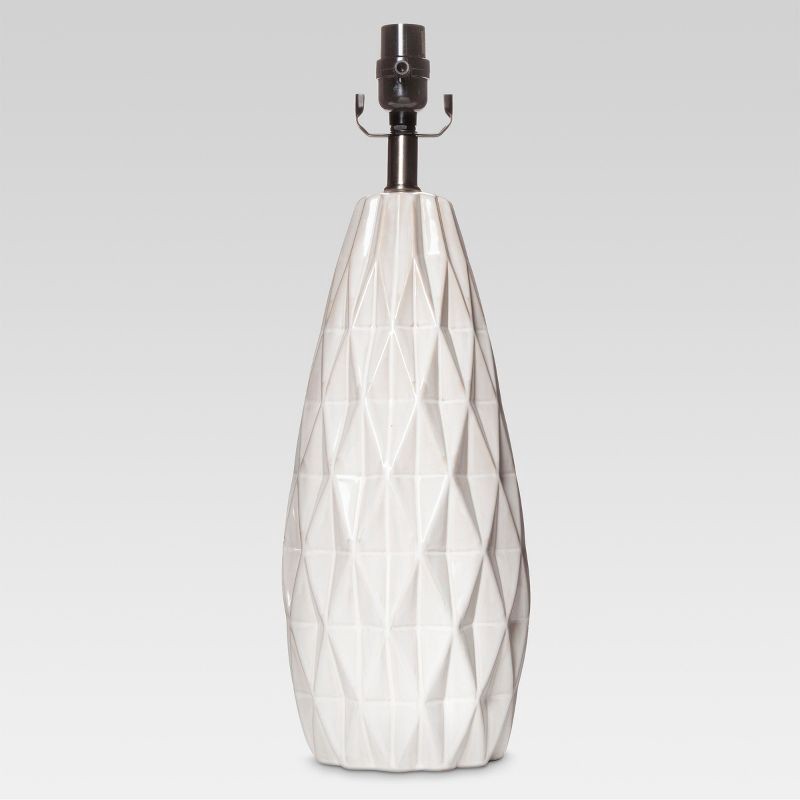 slide 1 of 3, Faceted Ceramic Large Lamp Base White - Threshold™: Textured Detail, No Assembly Required, ETL Listed, 1 ct