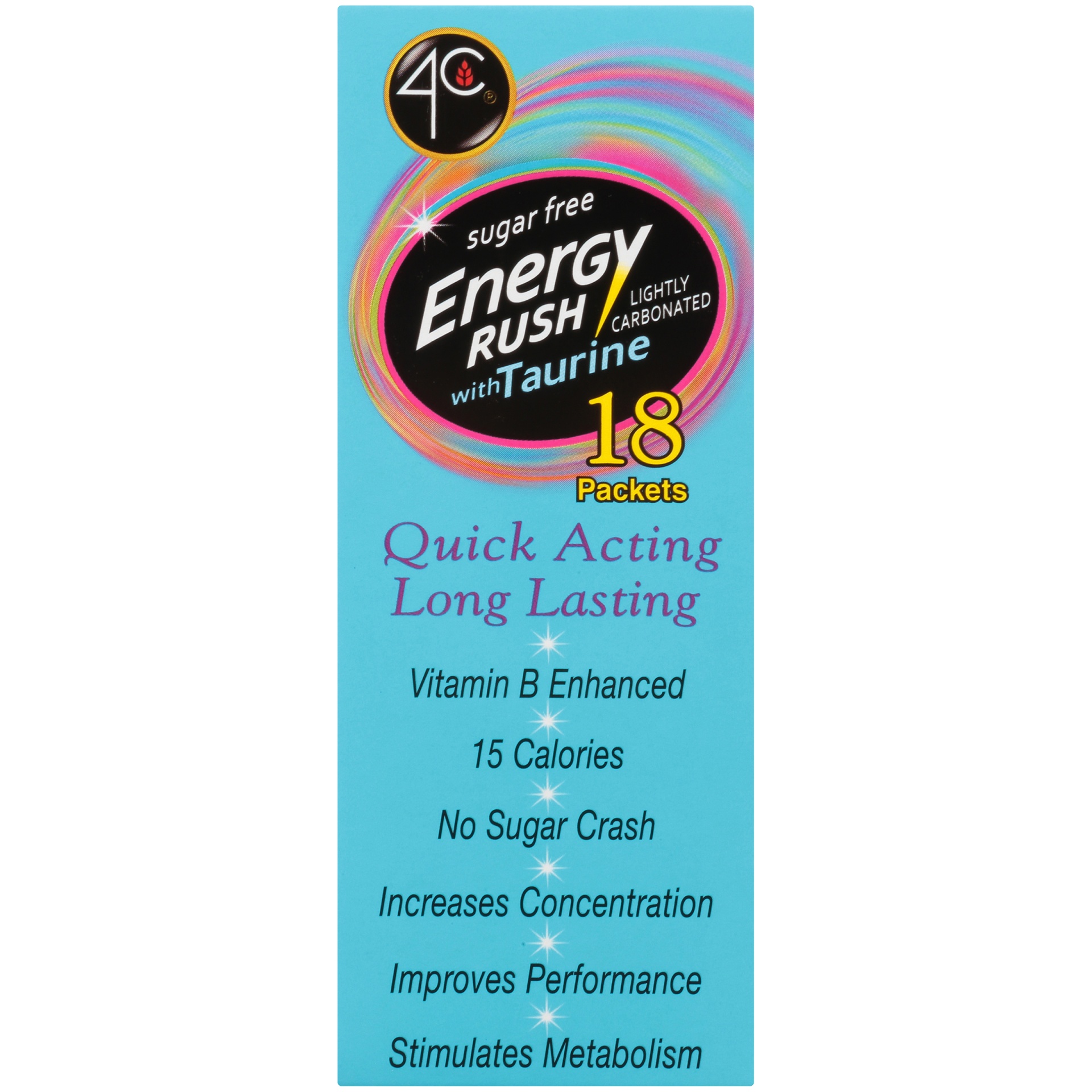 slide 4 of 8, 4C Totally Light 2 Go Berry Energy Rush with Taurine, 18 ct