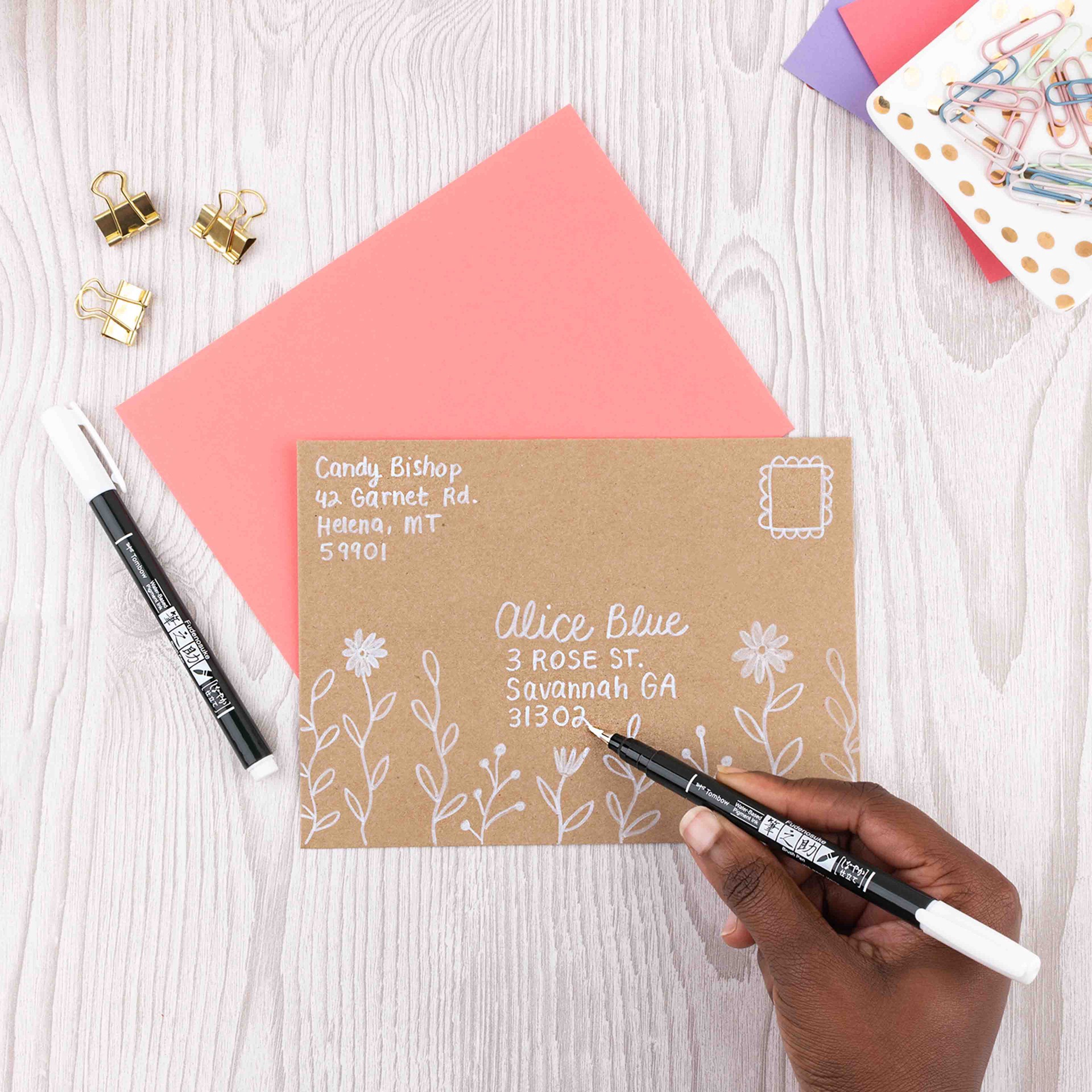 slide 4 of 5, Tombow Fudenosuke White Calligraphy Brush Pens, 2ct., 2 ct