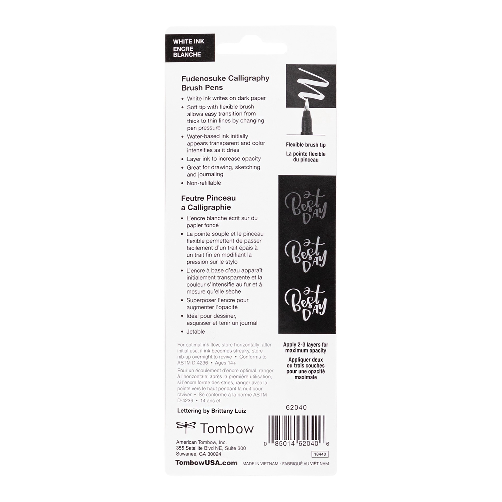 slide 3 of 5, Tombow Fudenosuke White Calligraphy Brush Pens, 2ct., 2 ct