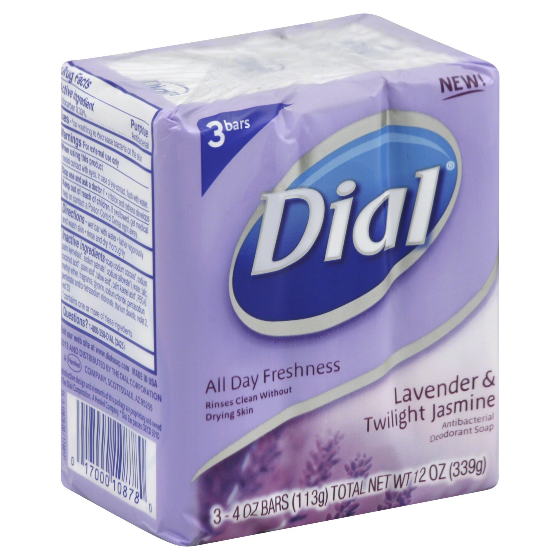 slide 1 of 6, Dial Lavender & Twilight Jasmine Antibacterial Deodorant Soap, 3 ct; 4 oz