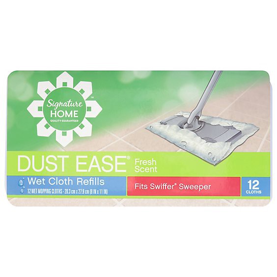 slide 1 of 1, Signature Select Dust Ease Refills Wet Cloth Fresh Scent - 12 Count, 12 ct