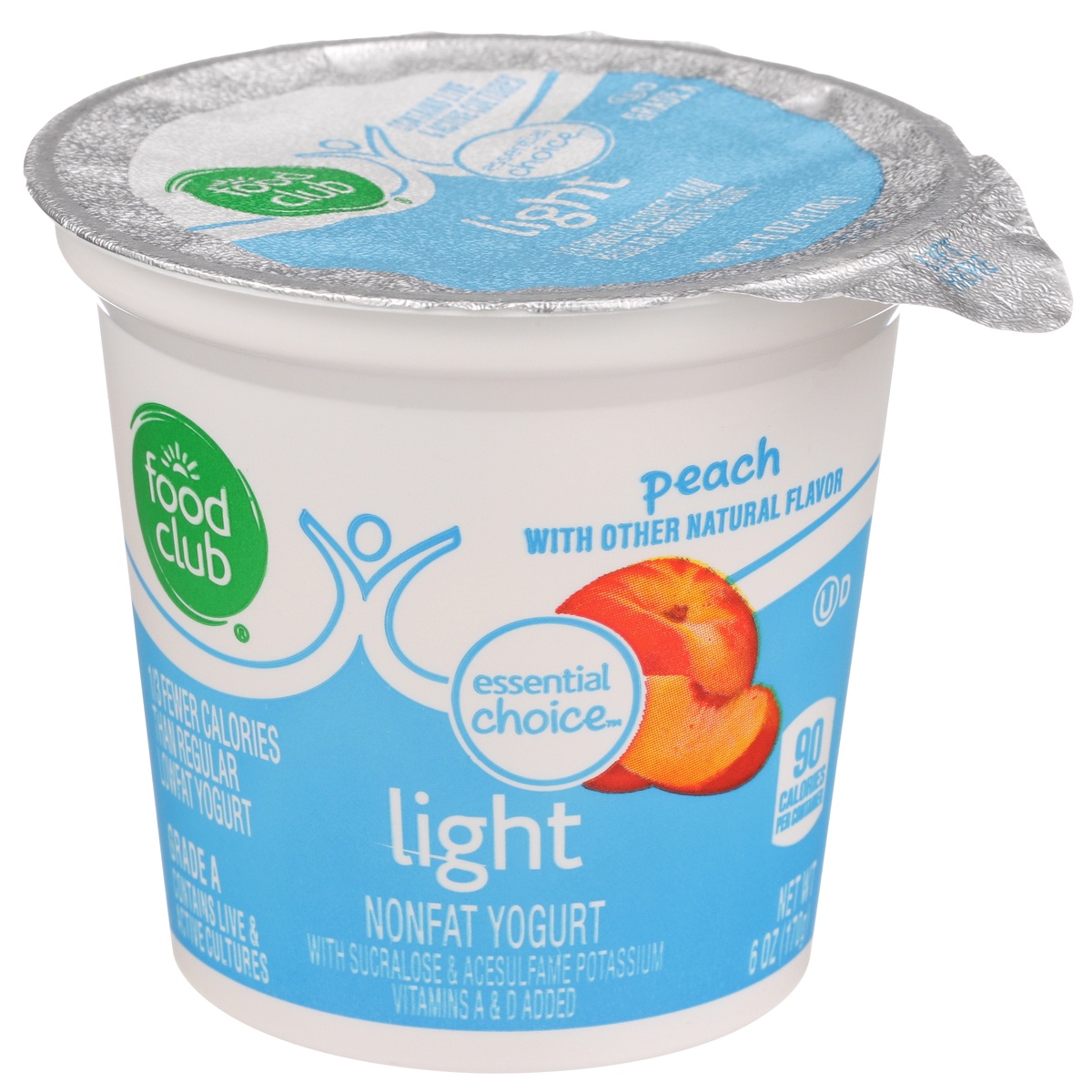 slide 1 of 1, Food Club Peach Light Nonfat Yogurt, 6 oz