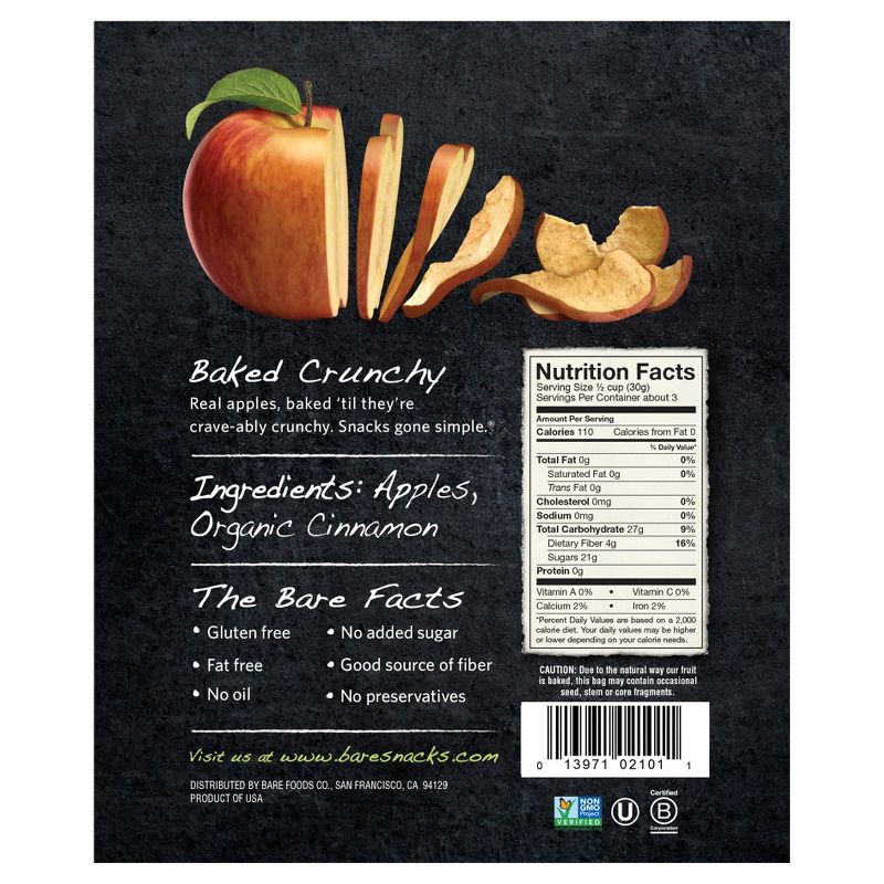 slide 2 of 4, Bare Fruit Bare Baked Crunchy Cinnamon Apple Chips - 3.4oz, 3.4 oz