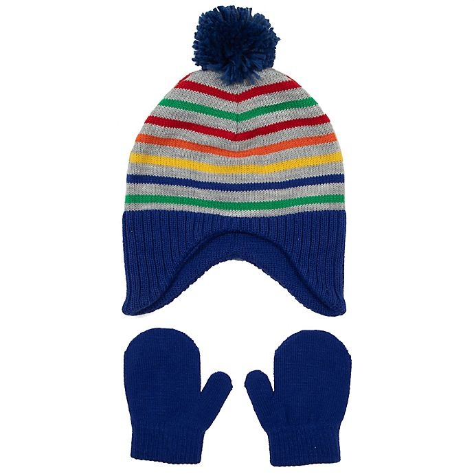 slide 1 of 2, Nolan Originals Toddler Knit Peruvian Hat and Mitten Set - Bright Stripe, 1 ct