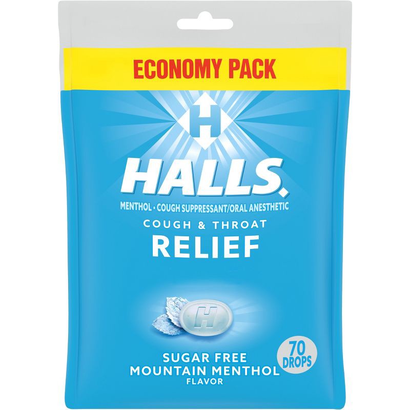 slide 1 of 17, Halls Sugar Free Cough Drops - Mountain Menthol - 70ct, 70 ct