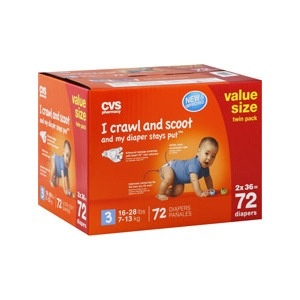 slide 1 of 1, CVS Pharmacy Diapers Size 3 (16-28 Lbs) Value Size, 72 ct