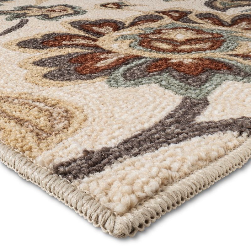 slide 2 of 2, Maples 2'6"x3'10" Washable Paisley Floral Accent Rug Tan, 1 ct