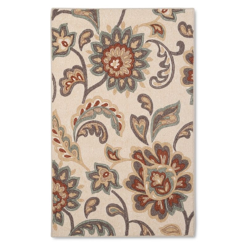 slide 1 of 2, Maples 2'6"x3'10" Washable Paisley Floral Accent Rug Tan, 1 ct