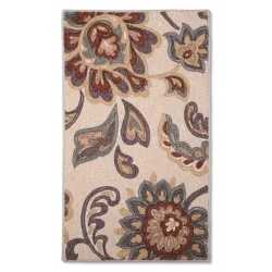 Maples 1'8"x2'10" Washable Paisley Floral Accent Rug Tan: Skid-Resistant, Stain-Resistant, Indoor, Low Pile