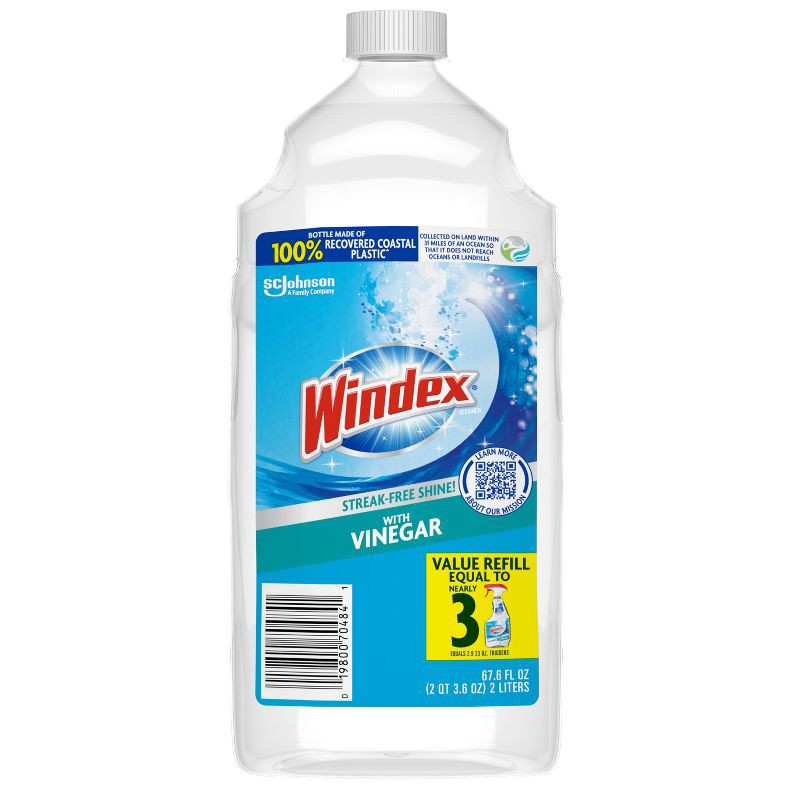 slide 4 of 12, Windex Vinegar Glass Cleaner Refill Bottle - 67.6 fl oz, 67.6 fl oz