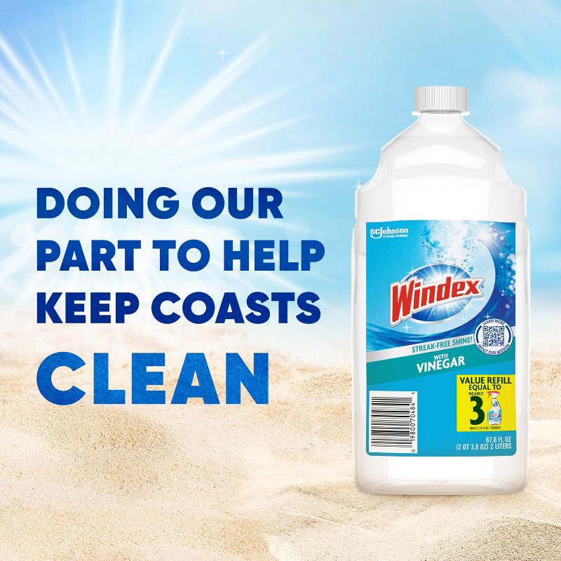 slide 6 of 13, Windex Vinegar Glass Cleaner Refill Bottle - 67.6 fl oz, 67.6 fl oz