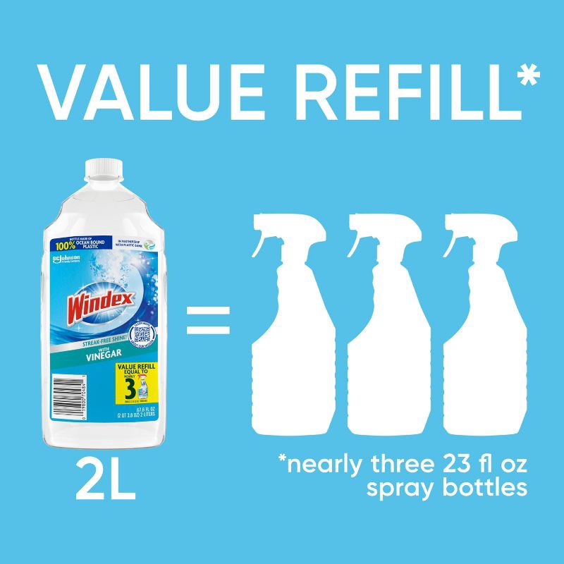 slide 7 of 12, Windex Vinegar Refill Bottle 2L - 67.6oz, 2 liter; 67.6 oz