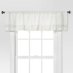 1pc 54"x15" Light Filtering Stripe Border Window Valance Cream/Gray - Threshold™