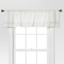 1pc 54"x15" Light Filtering Stripe Border Window Valance Cream/Gray - Threshold™