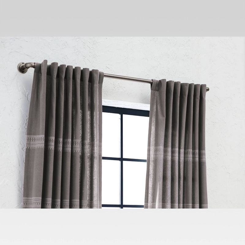 slide 2 of 3, 66"-120" French Pipe Curtain Rod Pewter - Threshold™: Adjustable Metal, Antique Finish, Industrial Style, 1 ct