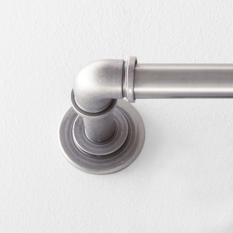 slide 3 of 3, 66"-120" French Pipe Curtain Rod Pewter - Threshold™: Adjustable Metal, Antique Finish, Industrial Style, 1 ct