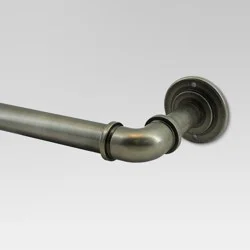 66"-120" French Pipe Curtain Rod Pewter - Threshold™: Adjustable Metal, Antique Finish, Industrial Style