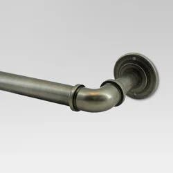 36"-66" French Pipe Curtain Rod Pewter - Threshold™: Adjustable Metal, Antique Finish, 30lb Capacity