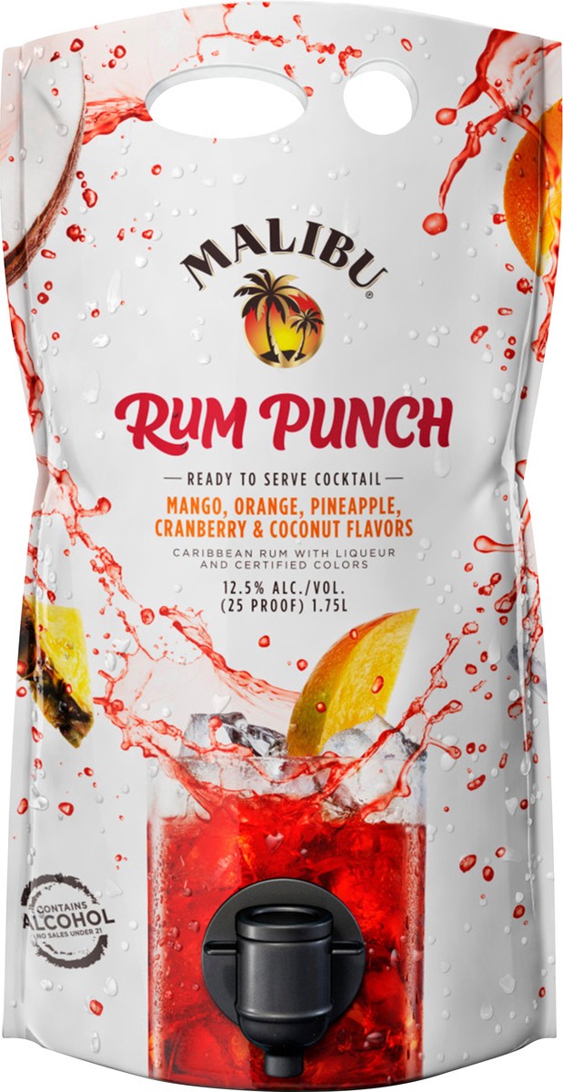 slide 4 of 4, Malibu Ready to Serve Cocktail Rum Punch 1.75L Pouch, 1.75 liter