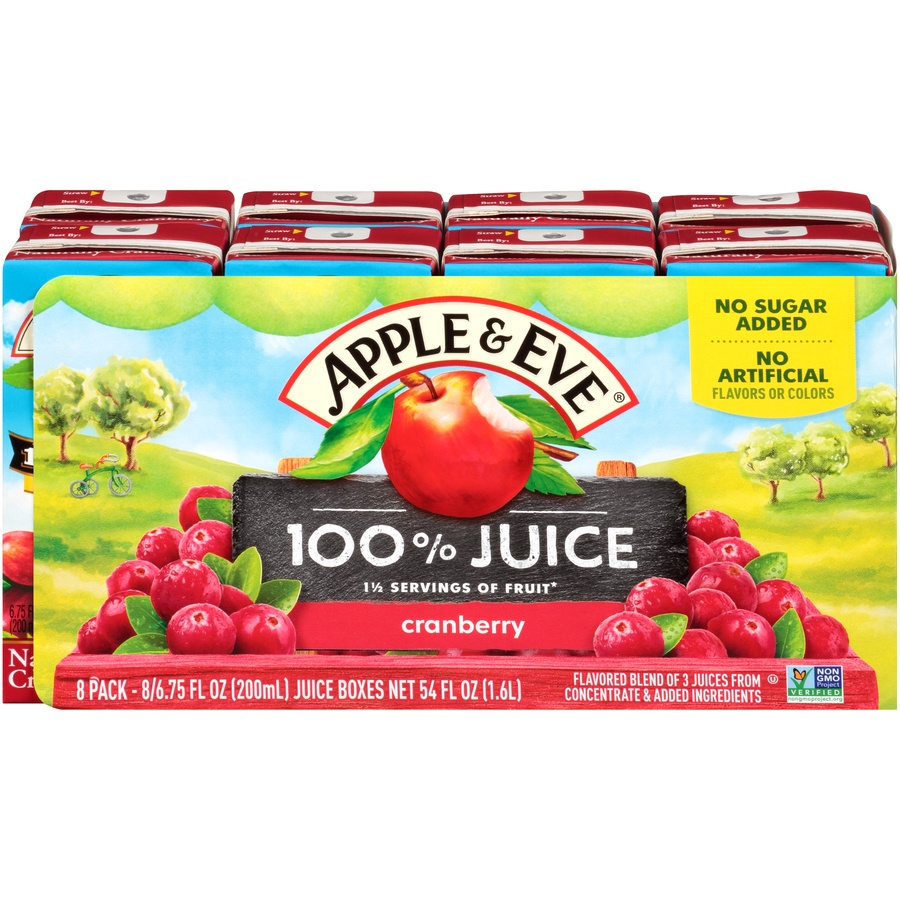 slide 1 of 8, Apple & Eve 100% Naturally Cranberry No Sugar Added - 8 ct; 6.75 fl oz, 8 ct; 6.75 fl oz