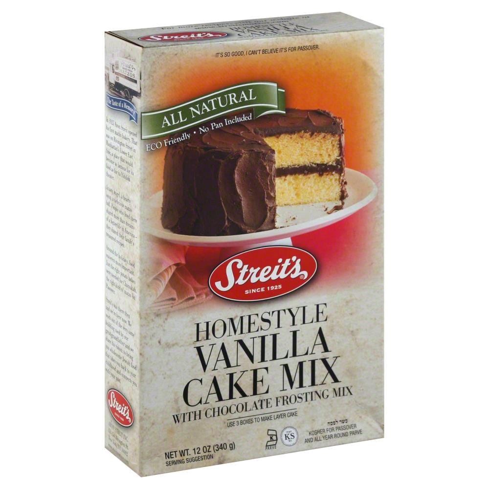 slide 1 of 4, Streit's Yellow Cake Mix With Chocolate Frosting, 12 oz