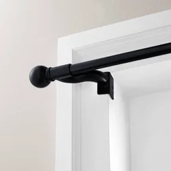 48"-84" Twist and Shout Easy Install Curtain Rod Matte Black - Room Essentials™: No Drill Tension Rod, Steel