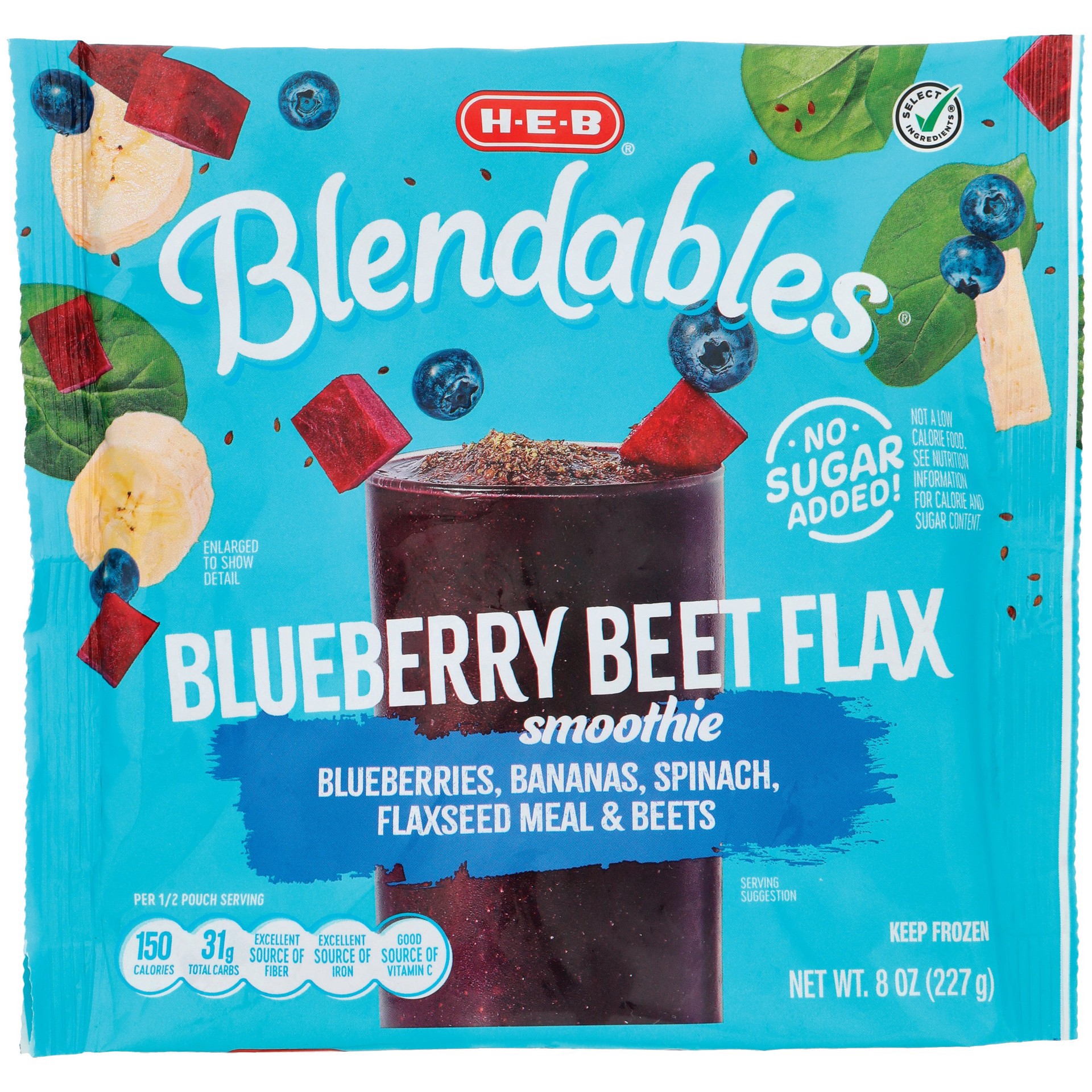 slide 1 of 1, H-E-B Blendables Blueberry Beet Flax Smoothie, 8 oz