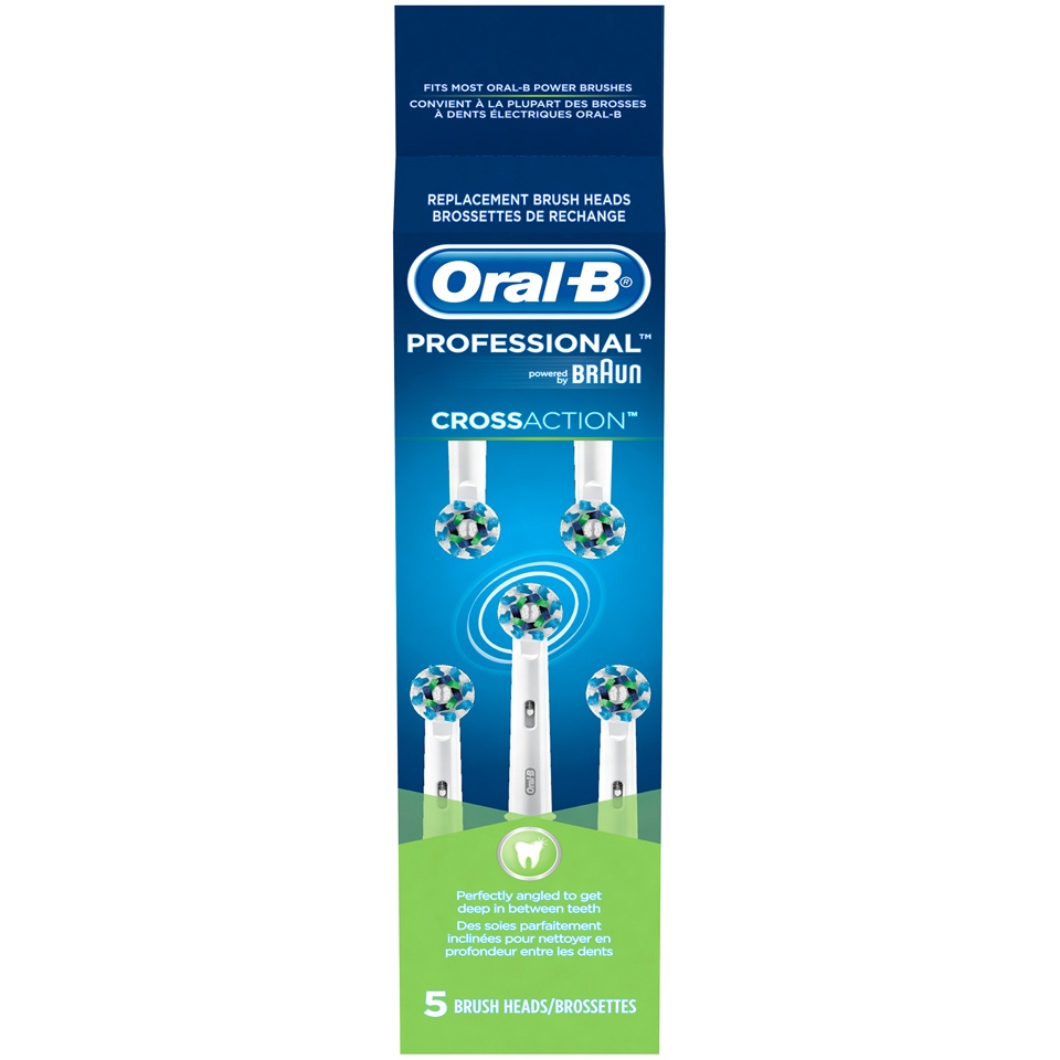 slide 1 of 1, Oral-B CrossAction Replacement Electric Toothbrush Head Refills, 5 ct