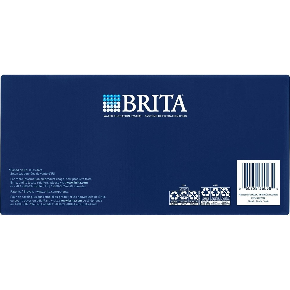slide 3 of 8, Brita Water Filter 10-Cup Grand Water Pitcher Dispenser - Black, 1 ct