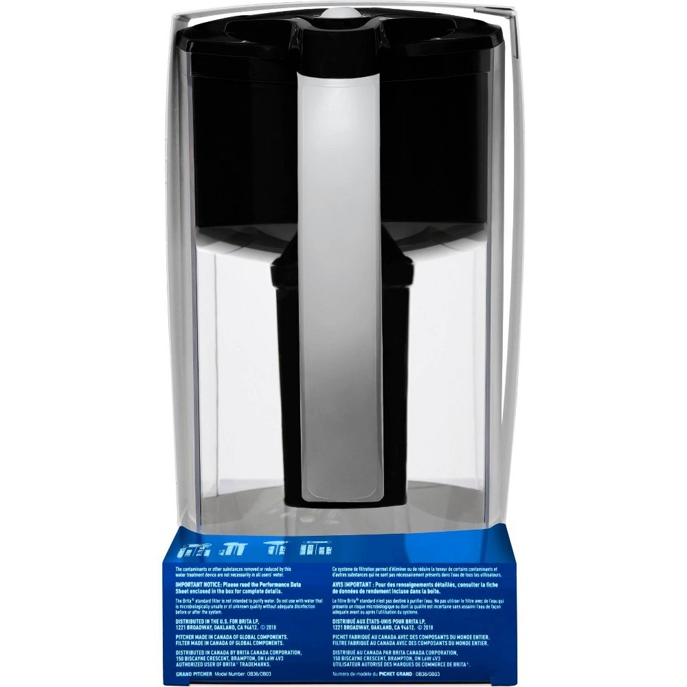 slide 5 of 8, Brita Water Filter 10-Cup Grand Water Pitcher Dispenser - Black, 1 ct
