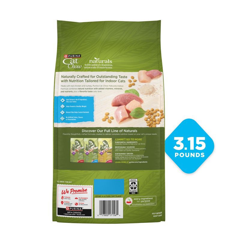 slide 10 of 13, Purina Cat Chow Naturals Indoor Chicken Flavor Dry Cat Food - 3.15lbs, 3.15 lb