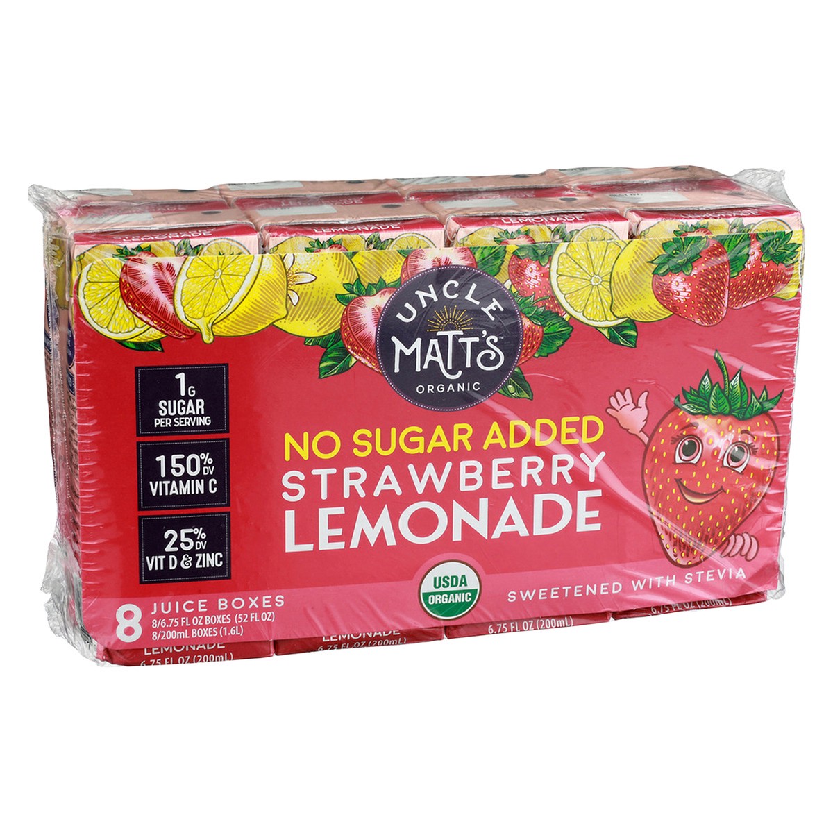 slide 3 of 9, Uncle Matts Organic Organic Strawberry Lemonade Juice Box - 54 fl oz, 8 ct; 6.75 oz