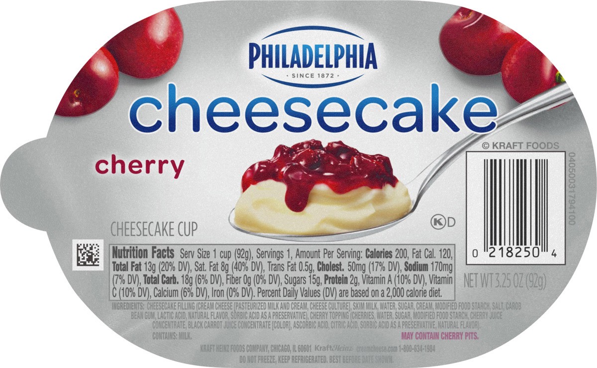 slide 7 of 8, Philadelphia Cherry Cheesecake Cups, 3.25 oz Cup, 3.25 oz