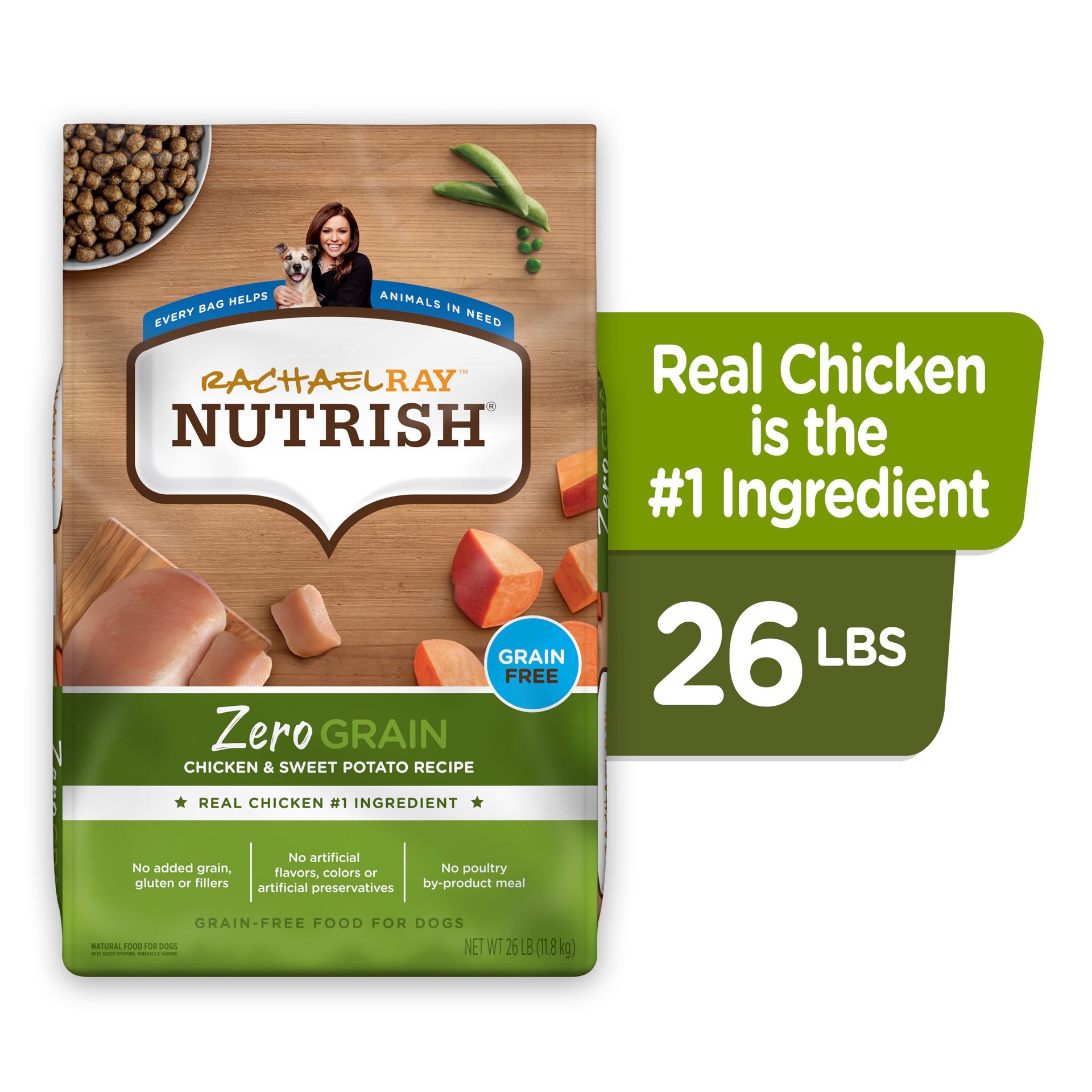 slide 7 of 8, Rachael Ray Nutrish Grain Free Dry Dog Food, Chicken & Sweet Potato Recipe, 26 Lb. Bag, 26 lb