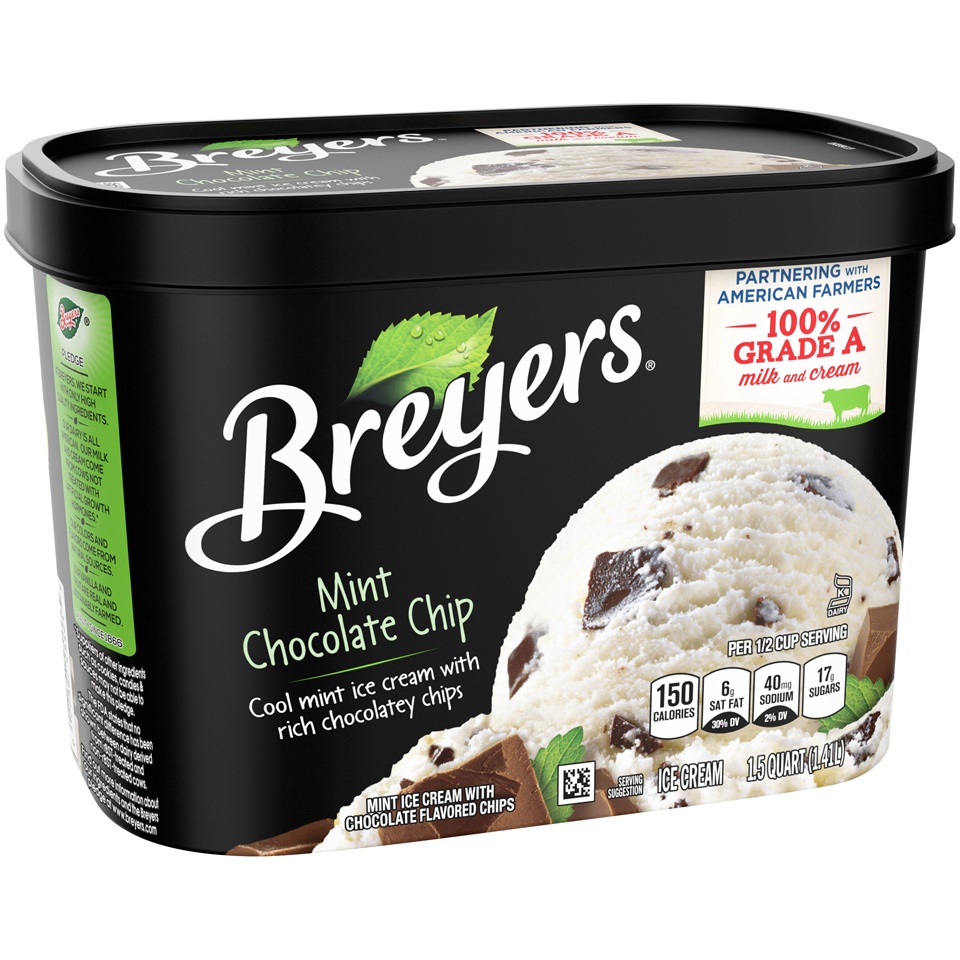 slide 2 of 5, Breyers Mint Chocolate Chip Ice Cream, 1.5 qt