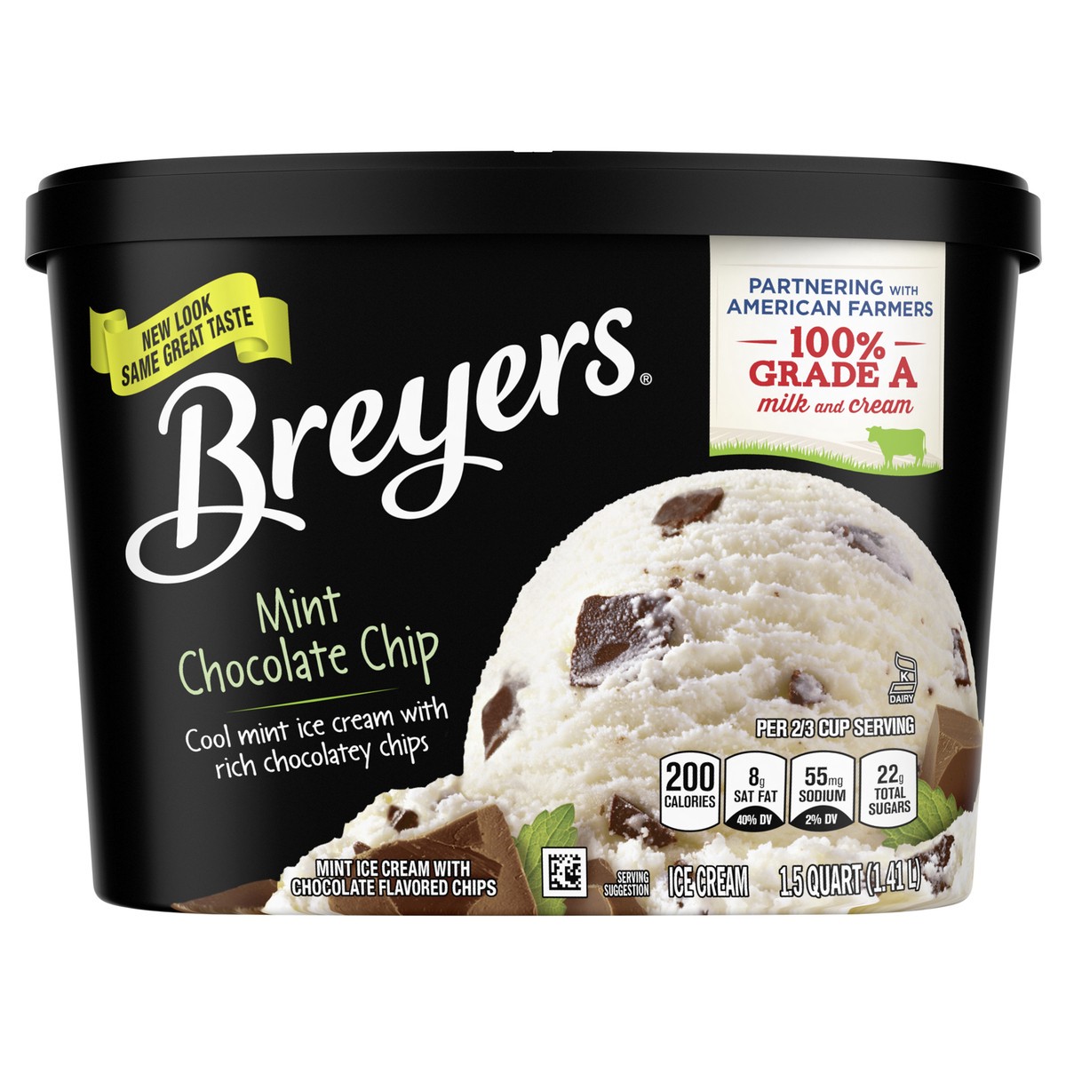slide 1 of 3, Breyers Mint Chocolate Chip Ice Cream, 1.5 qt