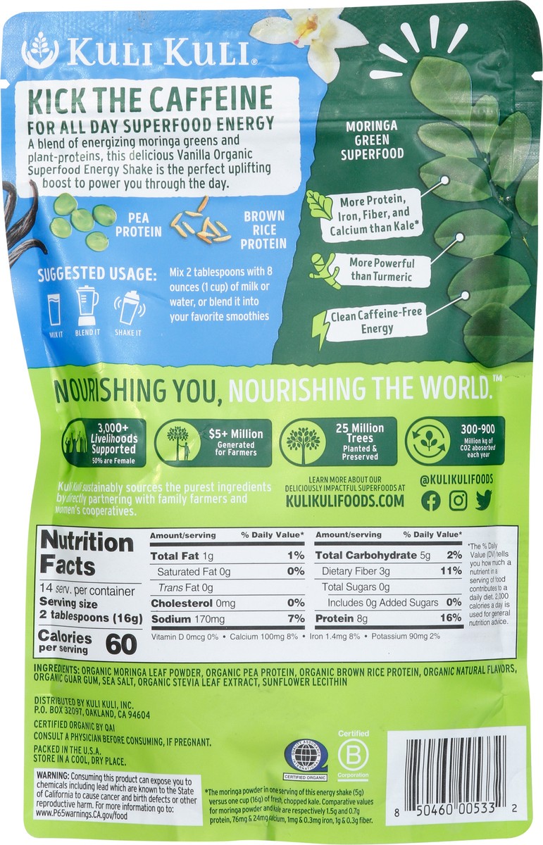 slide 2 of 13, Kuli Kuli Organic Moringa Green Smoothie Mix Vanilla, 7.9 oz