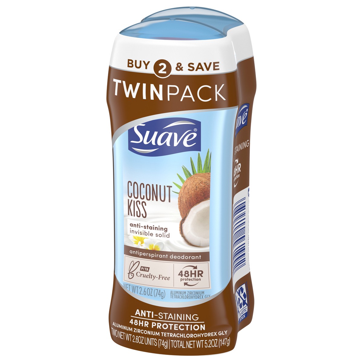 slide 3 of 5, Suave Deodorant Antiperspirant & Deodorant Stick Coconut Kiss, 2.6 oz, 2 Count , 2.6 oz