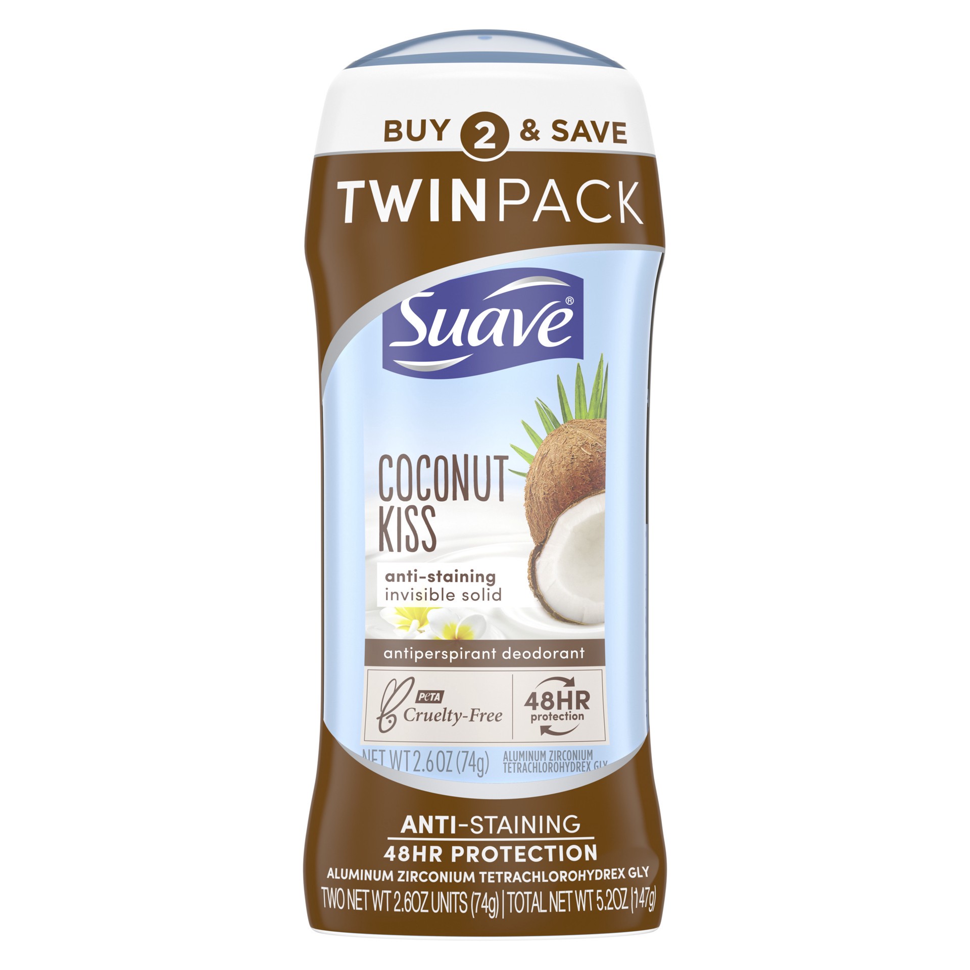 slide 1 of 5, Suave Deodorant Antiperspirant & Deodorant Stick Coconut Kiss, 2.6 oz, 2 Count , 2.6 oz