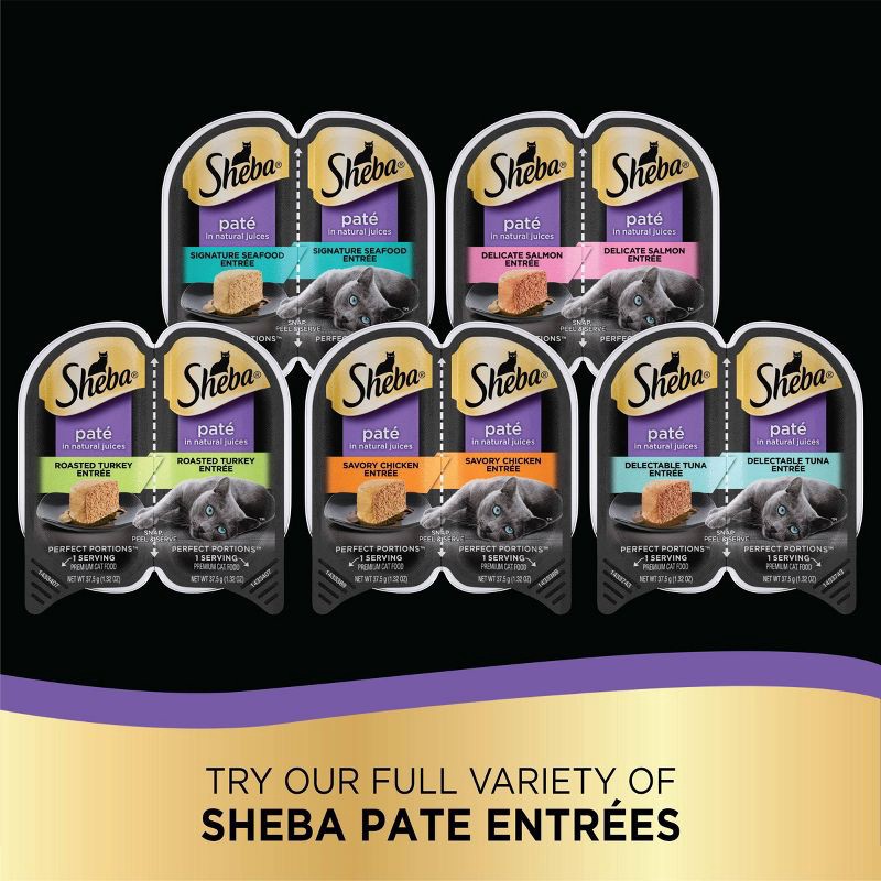 slide 12 of 14, Sheba Perfect Portions Chicken and Turkey Flavored Pate Wet Cat Food - 2.64oz/12ct, 2.64 oz, 12 ct