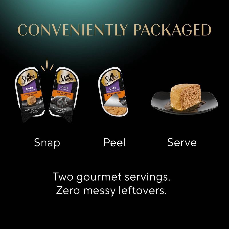 slide 6 of 14, Sheba Perfect Portions Chicken and Turkey Flavored Pate Wet Cat Food - 2.64oz/12ct, 2.64 oz, 12 ct